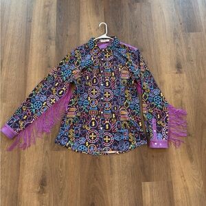 Ranch Dress’n Neon Lights Fringe Performance Rodeo Shirt